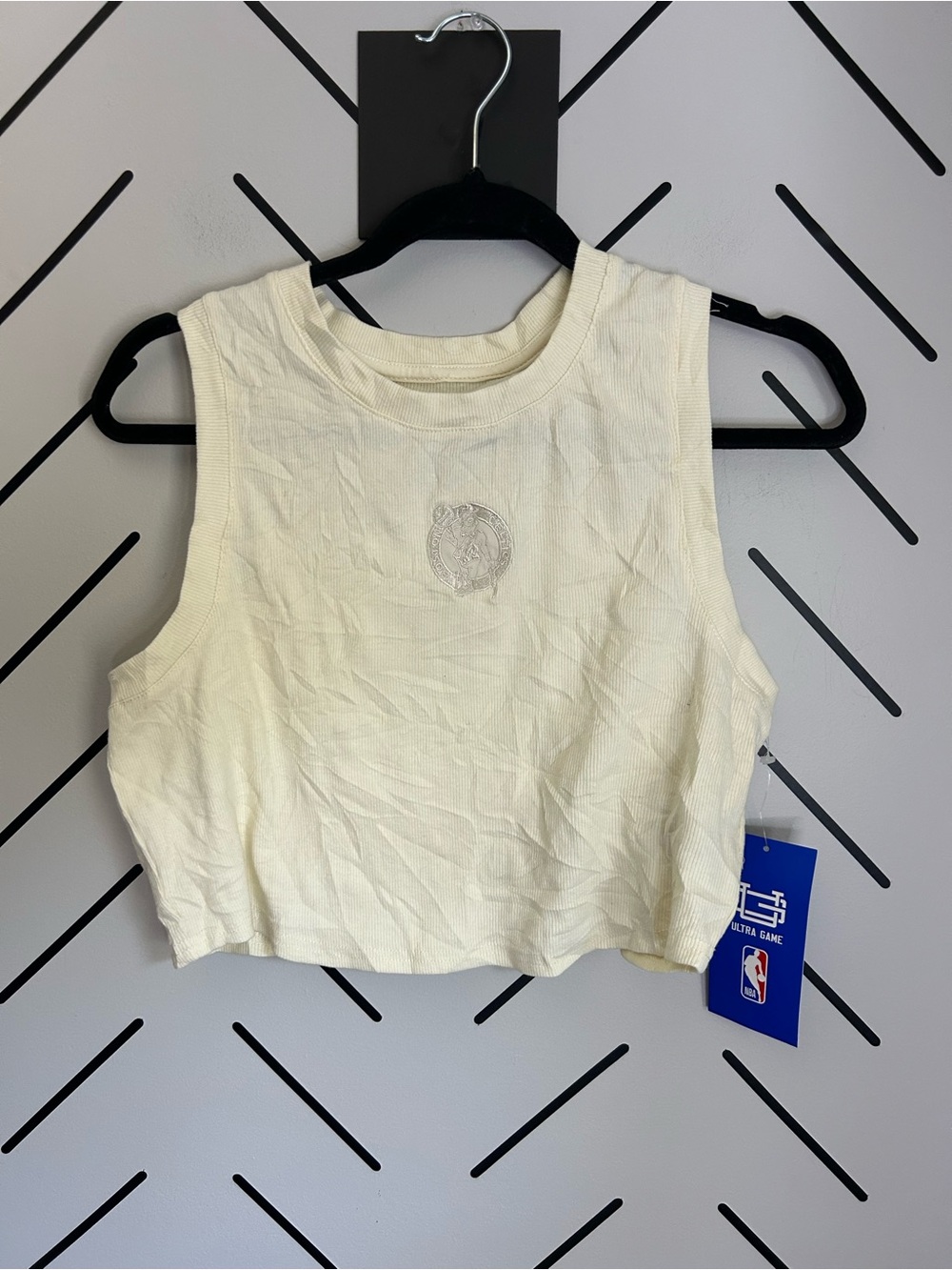 NWT Ultra Game NBA cream ribbed crop tank top Boston Celtics